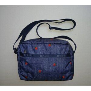 LeSportsac HTF Strawberry Embroidered Shoulder‎ Bag Purse Clean